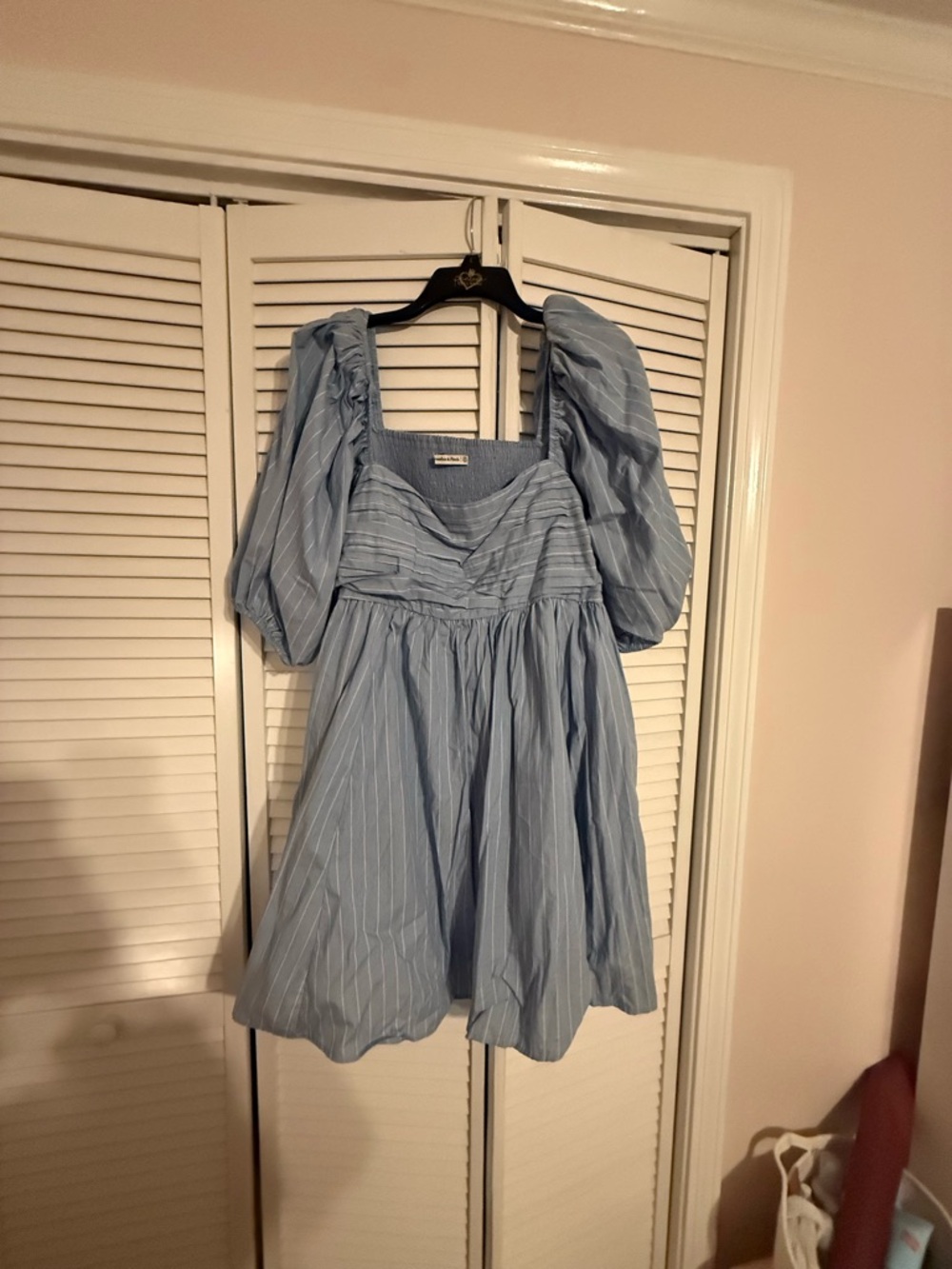Light Blue Puff Sleeve Mini Dress. Abercrombie XXL